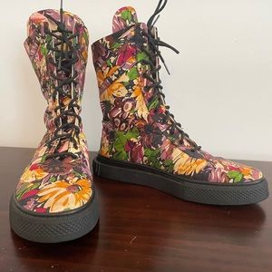 Jean Paul Gaultier Floral Combat Boots Size 7.5/8 $100